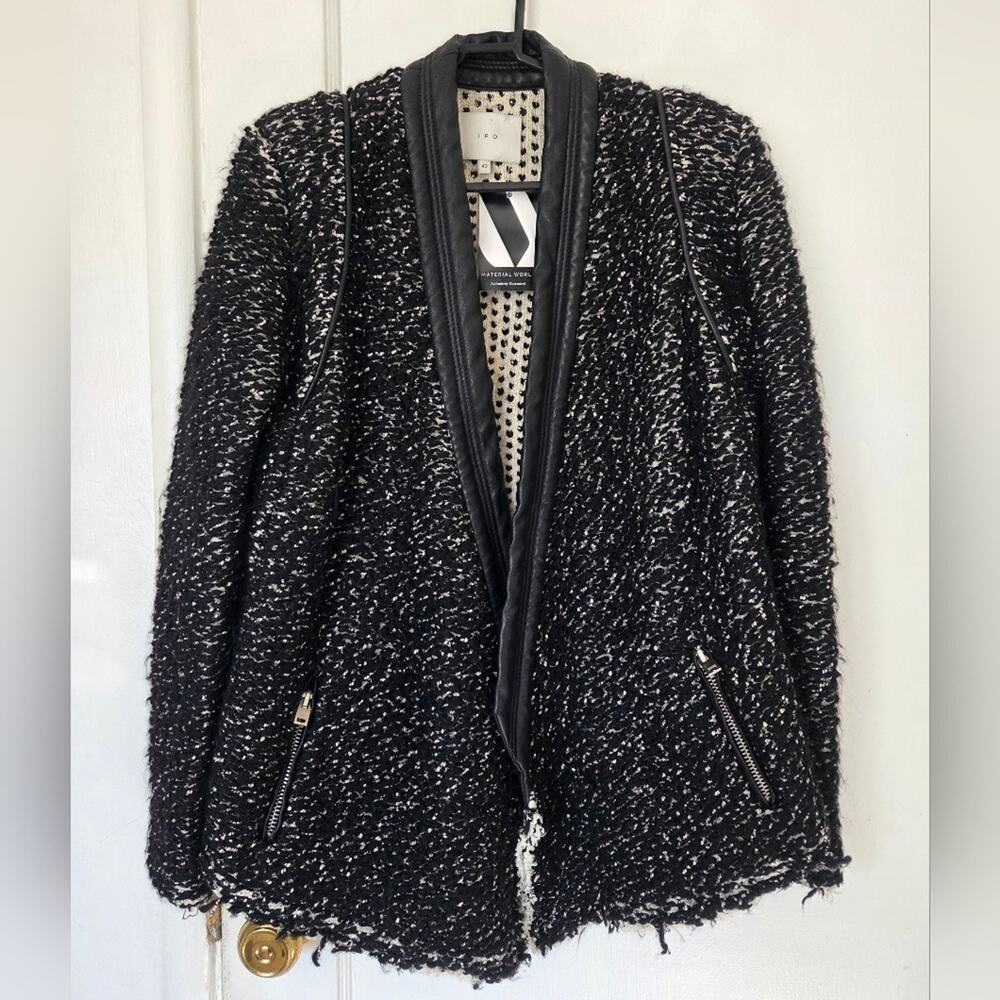 IRO Black and Cream Knit Tweed Jacket Size 40 | 8 | Large